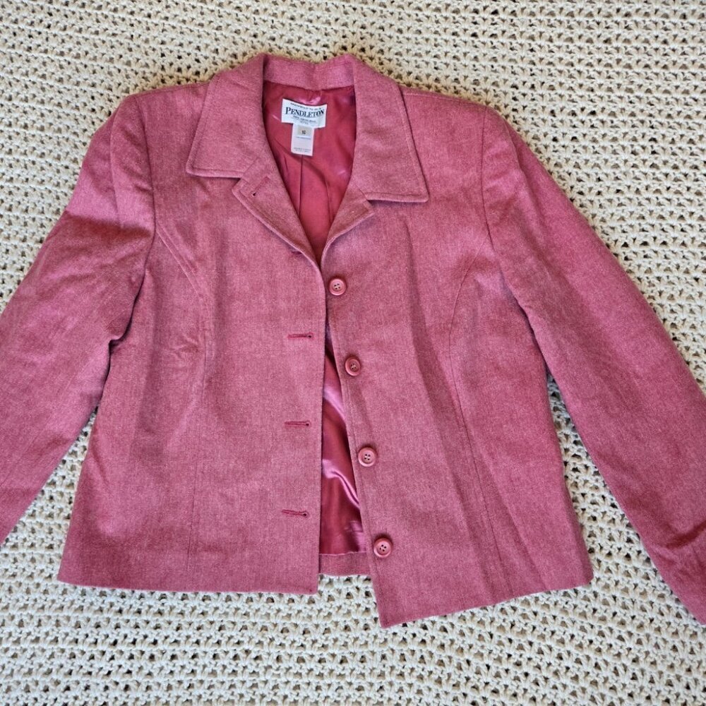 Pendleton 100% Virgin Wool Womens Pink Button Down Jacket‎ Size 10 Petite